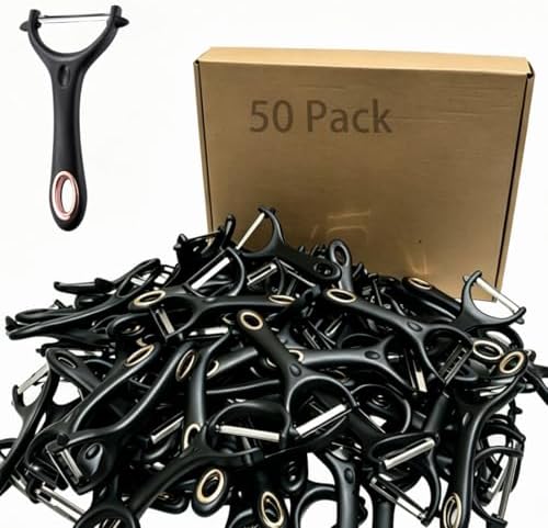 50 Pack Vegetable Potato Peeler for Kitchen,Ergonomic Soft-Touch Handle-Black (Black, 50 Pack)
