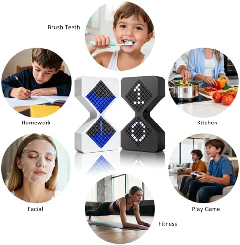 LED Hourglass Timer, Gravity Sensor, Adjustable from 1-30 Minutes, DIY Electronic Timer,Suitable for Bathing, Cooking, Fitness, Baking, Studying and Working (White and Blue)