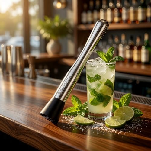 Homestia 10 Inch Muddler for Cocktails, Cocktail Muddler for Lemonade