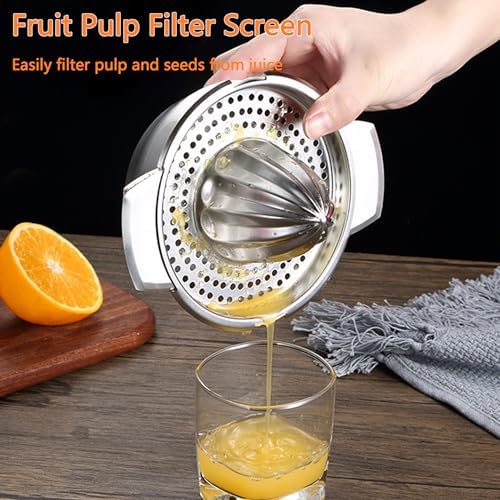 Orange Juicer Squeezer : Small Manual Lemon Squeezer for Home Use,Mini Orange Citrus Juicer with Fruit Pulp Filter Screen and Stainless Steel Bowl