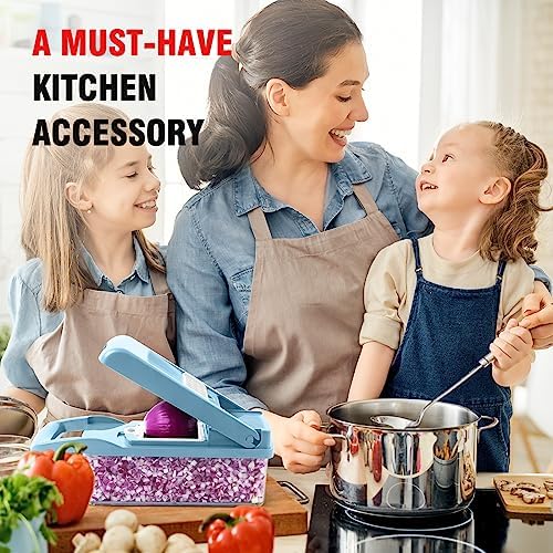 MAIPOR Vegetable Chopper Pro, Multifunctional 13 in 1 Food Chopper, Kitchen Vegetable Slicer Dicer Cutter With 8 Blades for Onion Carrot and Garlic With Container (Blue)