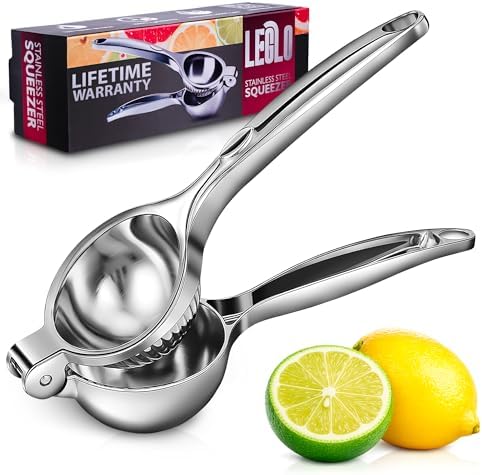 Stainless Steel Lemon Squeezer, 8.3 Inch Manual Hand Juicer (Silver)