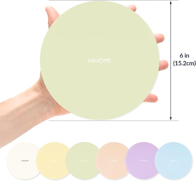 NiHome Silicone Jar Opener Gripper Pads, 6 In for Seniors, Light Candy,6 PC | Textured Back Pattern For Superior Grip, Food-Grade Silicone, Heat-Resistant Multi-Use Kitchen Pad For Jars, Pots, Spoons