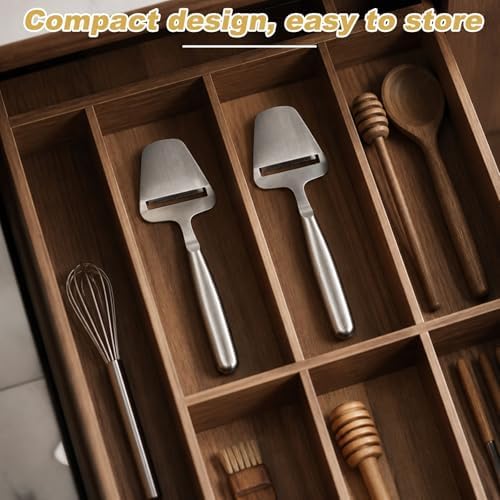 2pcs Stainless Steel Cheese Slicer, One-Piece Design Cheese Shaver Peeler Knife Plane, Multi-Functional Butter Cutter Tool for Block Cheeses Semi-Hard/Hard Butter Vegetables Kitchen Use