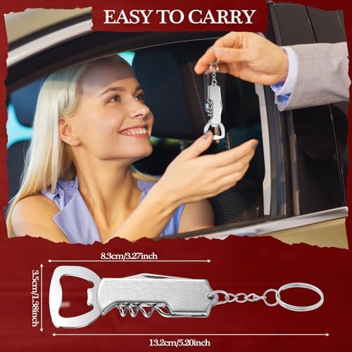 Ziliny 24 Pcs Wine Bottle Opener Keychains Bulk Corkscrew, Silver
