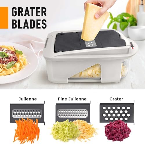 Mueller Pro-Series 12 Blade Vegetable Chopper, Mandoline Slicer and Spiralizer, White/grey
