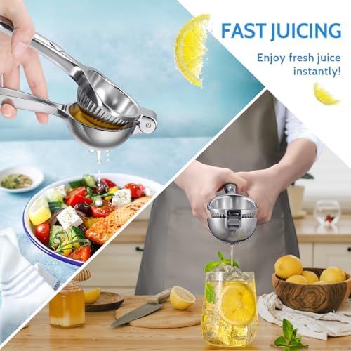 Lemon Squeezer, Sopito Lemon Juicer Heavy Duty Lime Squeezer, Easy & Fast Juicing Citrus Press, Hand Fruit Press for Seedless Juicing, Easy to Clean Manual Juicer, Silver