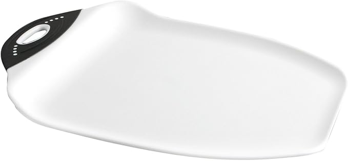 Dexas Chop & Scoop Cutting Board with Non-Slip Feet, 11 x 15 Inch, BPA-Free Dishwasher Safe Kitchen Prep Board, White and Black
