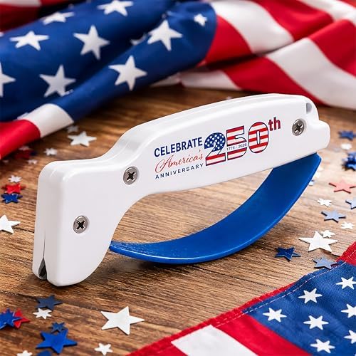 AccuSharp Knife Sharpener, Ergonomic Comfortable Handle, Compact & Easy to Use, Restore and Hone Straight & Serrated Knives, Celebrating America's 250th Anniversary