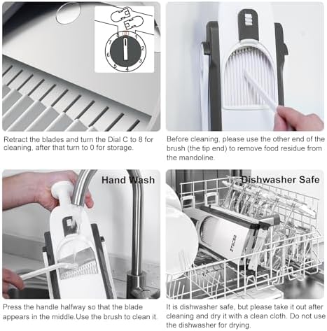 Mandoline Slicer for Kitchen &Safe Vegetable Chopper 5 in 1 & Adjustable mandoline slicer.Detachable Blade,Can cut slicing,strips,shredding and dicing Kitchen Veggie chopper, 01 Gray