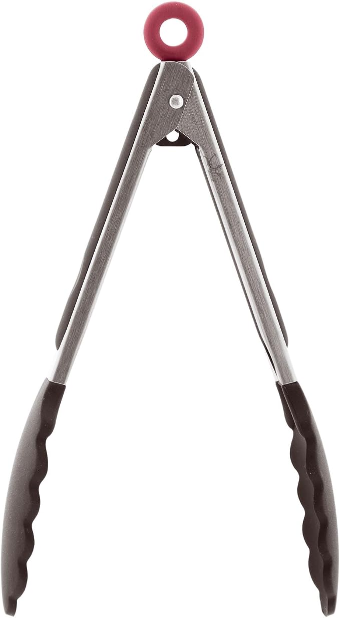 Jata Hogar AC35 Silicone Kitchen Tongs Black Ergonomic Handle Essential Line