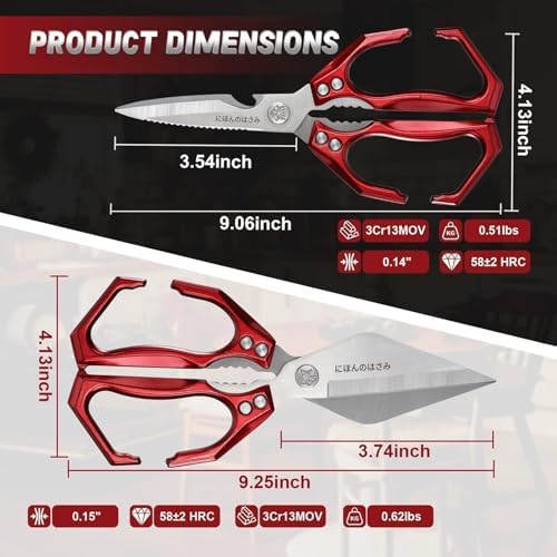 Dream Reach Kitchen Shears Set for Food with Sharp Bone-Cutting Blades