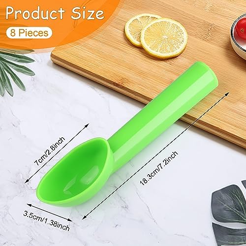 8 Pack Plastic Ice Cream Scoop Nonstick Ice Cream Spoon with Comfort Handle for Ice Cream Fruit Yogurt Potato Meat Balls Rice Dishes - Assorted Color