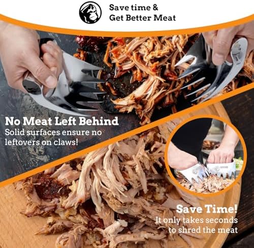 Meat Claws and Meat Shredder for BBQ - Perfectly Shredded Meats, These Are The Bear Claws You Need - Pulled Pork Shredder Claw x 2 For Barbecue, Smoker, Grill (Solid Metal)