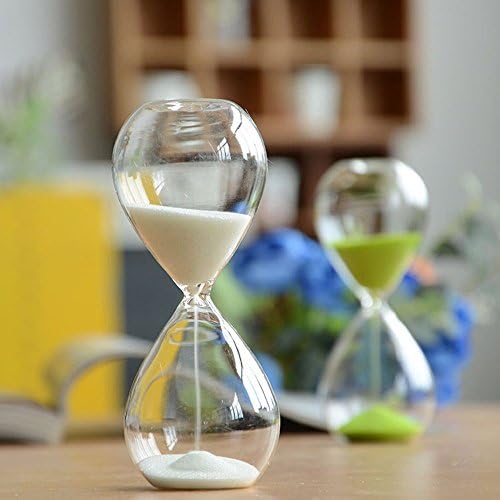 Large Fashion Colorful Sand Glass Sandglass Hourglass Timer Clear Smooth Glass Measures Home Desk Decor Xmas Birthday Gift (5 Minutes, White)