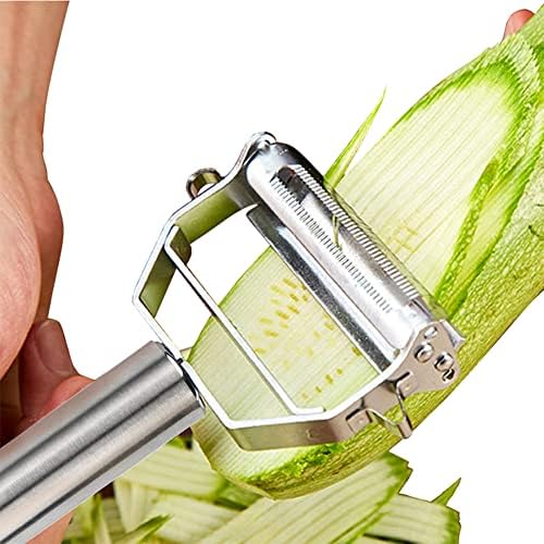 4 in1 Stainless Steel Dual Blade Vegetable Peeler - Commercial Grade Julienne Cutter, Slicer, Shredder, Scraper - Fruit, Potatoes, Carrot, Cucumber - Kitchen, Home Staple - Perfect Housewarming Gift
