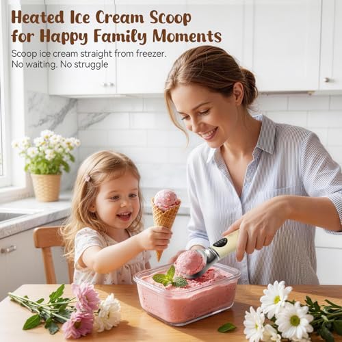 Jripae Electric Heated Ice Cream Scoop with Removable Dishwasher Safe Head