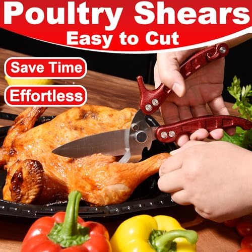 Heavy Duty Poultry Shears Herb Vegetable Salad Scissors 2pcs set ,Kitchen Shears for food Heavy Duty,Kitchen Scissors All Purpose,Chicken,Meat,Herb Salad Scissors for Chicken Turkey,Dishwasher Safe