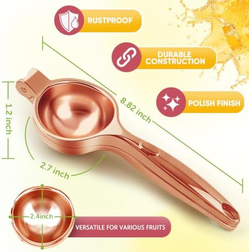 Lemon Squeezer Large, Lemon Squeezer Juicer Stainless Steel, Heavy Duty Manual Citrus Juicer Hand Press, Kitchen Tools Lime Squeezer Bar Tool, Easy to Clean Metal Lemon Hand Press