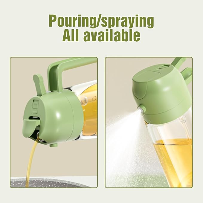 AIIONP 2 in 1 Glass Oil Sprayer & Dispenser, 2026 Premium Olive Oil Dispenser Bottle for Kitchen, Food-grade Oil Spray Bottle for Cooking, Air Fryer, Frying, BBQ (White-500ml)