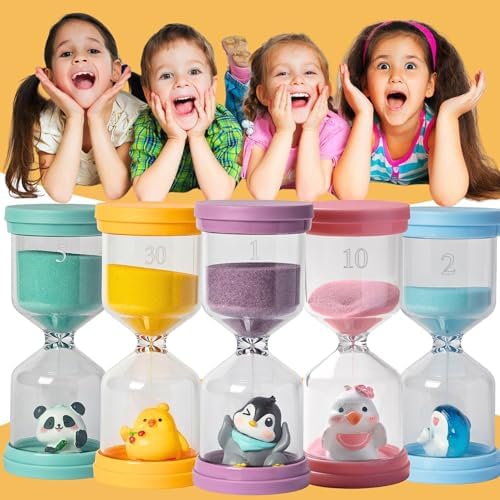 30 Minute Sand Timer,Hourglass Timer in Macaron Yellow with Chick Pattern