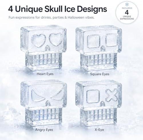 2 Pack Skull Ice Cube Trays, 2 Inch Silicone Molds