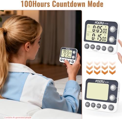Digital Dual Kitchen Timer, 2Groups Count Up/Down Timer for Cooking