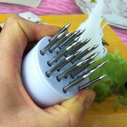 24 Blades Needle Meat Tenderizer Hammer Pounder Cooking Tools Stainless Steel Meat Steak Mallet White