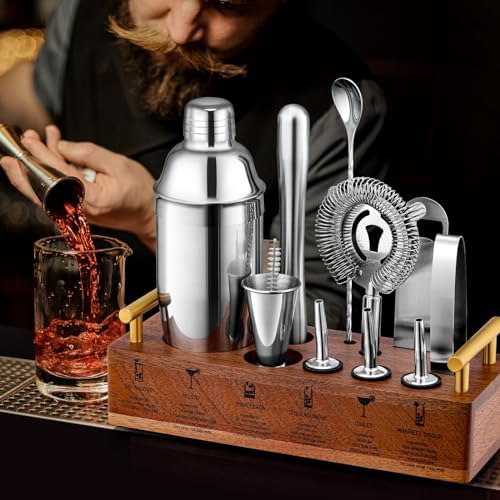 LUCKYGOOBO Cocktail Shaker Set,Bartender Kit,24oz Bar Tool Set,12-Piece