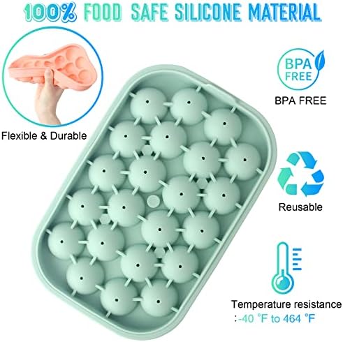Ice Cube Tray, 2 Pack Flexible Silicone 22 Ice Balls Maker with Lid BPA Free Easy-Release Ice Cube Trays for Freezer, DIY Homemade Round Ice Cubes for Whiskey, Cocktails, Coffee