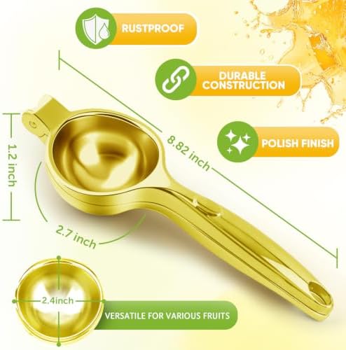 Lemon Squeezer Large, Lemon Squeezer Juicer Stainless Steel, Heavy Duty Manual Citrus Juicer Hand Press, Kitchen Tools Lime Squeezer Bar Tool, Easy to Clean Metal Lemon Hand Press
