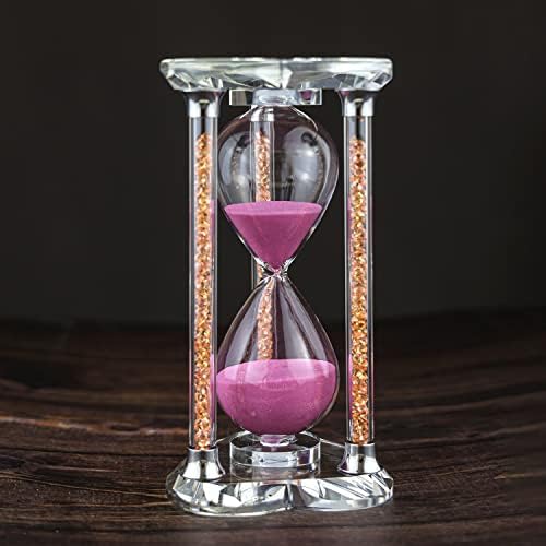 60 Minutes Sand Timers,Heart Shaped Crystal Hourglass, Sand Clock with Gift Box (Pink)