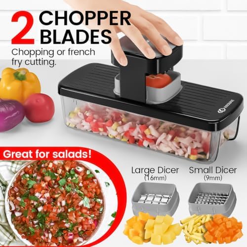 KEOUKE 8-in-1 Vegetable Chopper Mandoline Slicer with Container Hand Guard