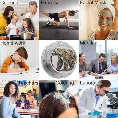 Abstract Polar Bear Kitchen Timers for Cooking Rich Colors Chef Cooking Timer Clock with Loud Alarm No Batteries Required Mechanical Desk Timer Magnetic Backing