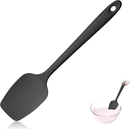 600ºF Heat Resistant Silicone Spoon Spatula for Cooking, Black | High Heat Food Safe Seamless Kitchen Spoonula Scraper for Baking Mixing Scraping Stirring Egg Nonstick Cookware Pan Bowl