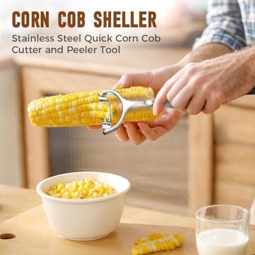 Corn Peeler Stainless Stee Corn Cob Stripper Tool Corn Thresher from the Cob, Removes Corn Kernels From Corn Cobs In Seconds Magic Corn Stripper Tool