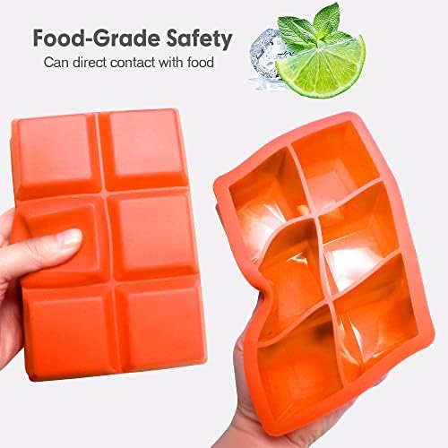 Excnorm Silicone Ice Cube Trays, 2‑Pack Large Square Molds with Lid