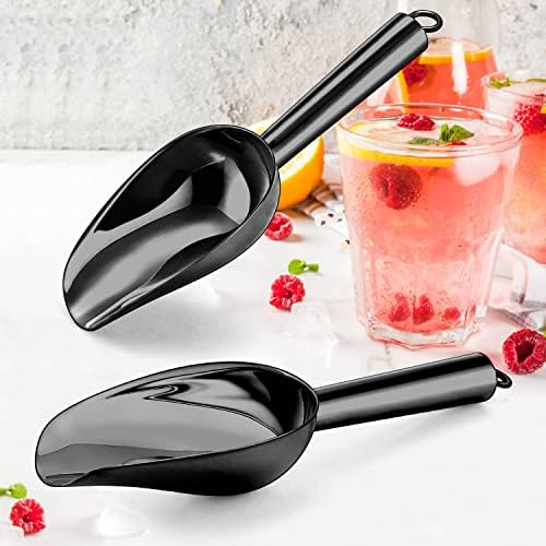 Herogo 3oz Mini ice Scoop Set of 2, Small Stainless Steel Scooper for Candy/Flour/Bean/Pet Food/Ice Cube, Metal Utility Scoops for Kitchen Bar Party Wedding, Dishwasher Safe & Heavy Duty, Black