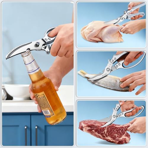 HUUSK Silver Kitchen Scissors Set -Heavy Duty Kitchen Shears