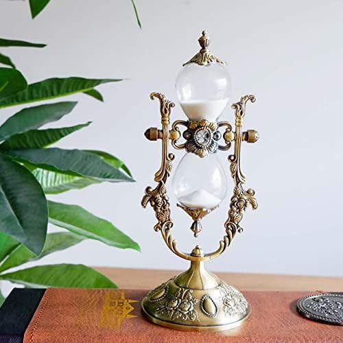 Vintage Embossed Hourglass Sand Timer Decor,360° Rotating 15 Min