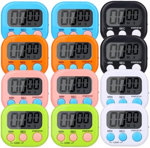 Mwellewm Digital Timers for Classroom Kids Kitchen Timers for Cooking 12 Pc