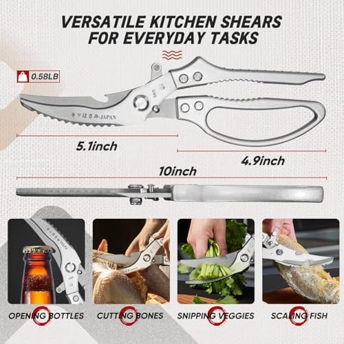 TIVOLI Multifunctional Poultry Shears Silver with Non-Slip Handle