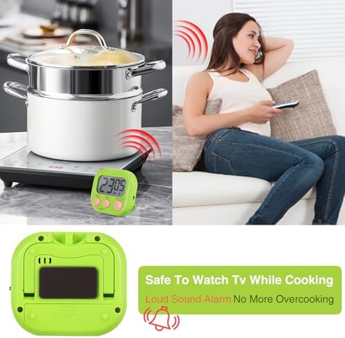 30 Pcs Digital Kitchen Timers, 6 Colors Magnetic LCD Countdown Timers