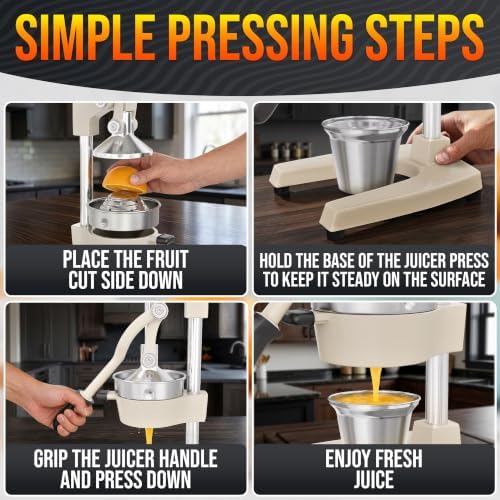Cast Iron Juicer Hand Press, Heavy-Duty Squeezer (White)