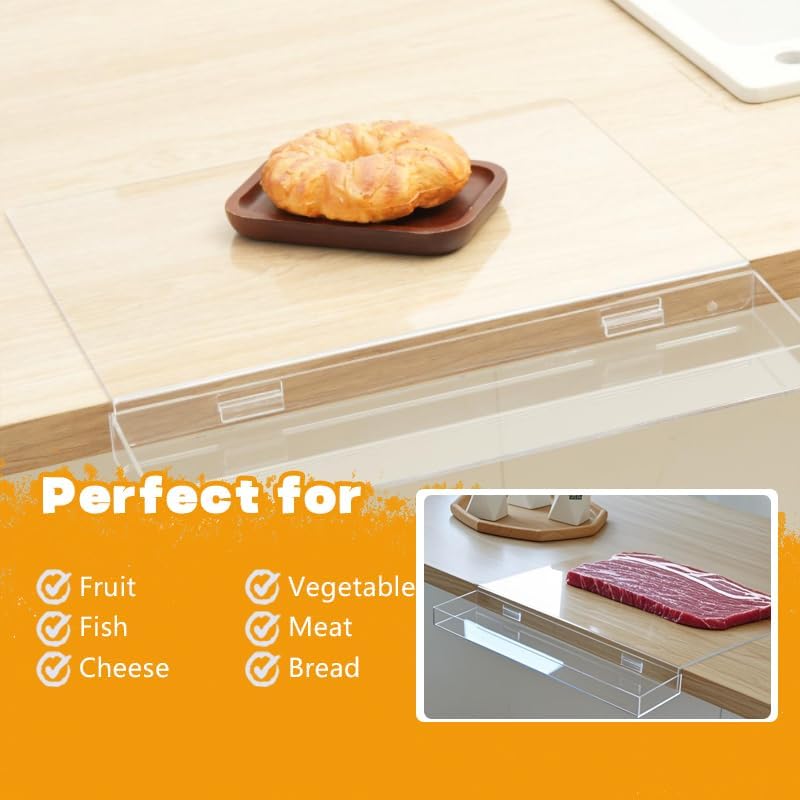 Acrylic Cutting Board with Waste container and Counter Lip,17x13 Inch