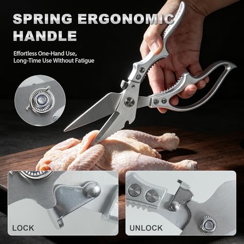 Heavy Duty Kitchen Shears for Food, Kitchen Scissors All Purpose, Stainless Steel Cooking Scissors for Bone, Meat, Poultry, Chicken, Vegetable & Seafood Cutting, Dishwasher Safe