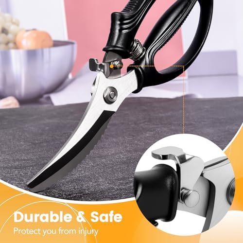 Gisde Heavy Duty Poultry Shears Kitchen Shears for Food Kitchen Scissors All Ppurpose Heavy Duty Scissors for Chicken, Meat, Bone, Poultry, Spring Loaded, Dishwasher Safe