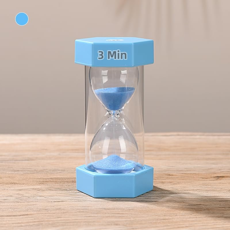 Colorful Sand Timers, Hourglass Sand Timers 3 Min Sandglass Timer with Protective Cover for Toothbrush Timer Games Classroom Home Office Cooking(Blue+3Min)