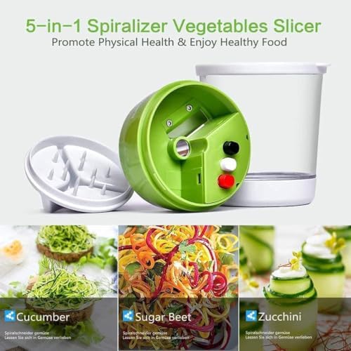 Handheld Spiralizer 3 in 1 Vegetable Slicer, Veggie Spiral Cutter Zucchini Spaghetti Maker Zoodle Maker Adjustable Spiral Slicer for Low Carb Meals (17/9/9)