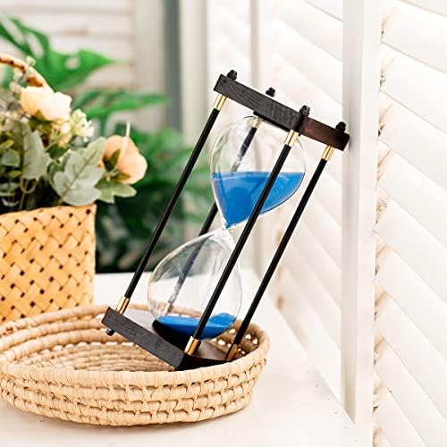Large Sand Timer, Hourglass Timer 60 Minutes,Vintage Wooden Hour Glass Timer,Modern Home Kitchen Office Decoration (Blue)